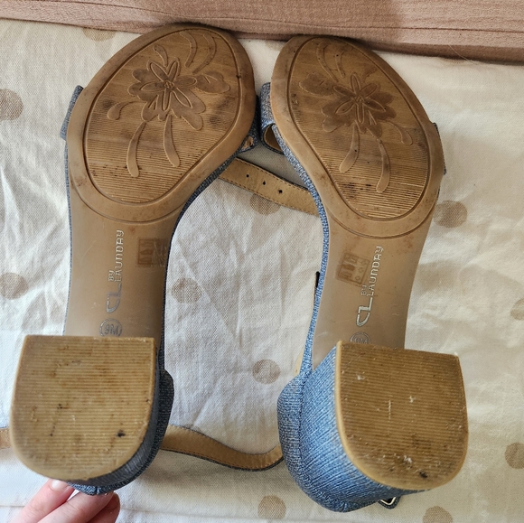 Blue denim-look block heels size 9 - Picture 4 of 4